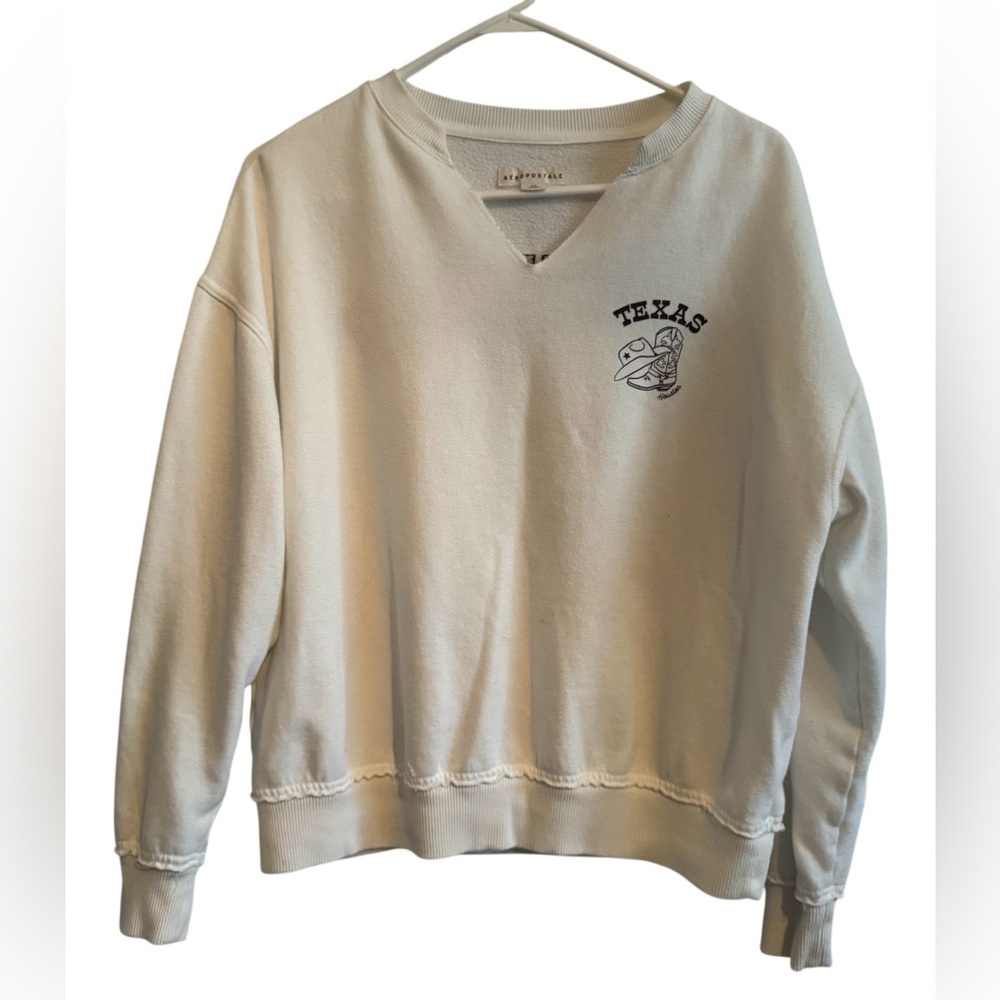 Aeropostale Houston Texas Cowgirl Oversized Notch V Neck Sweatshirt Size XS - Picture 6 of 13